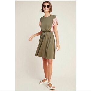 Anthropologie COA Green and Pink Midi Sundress